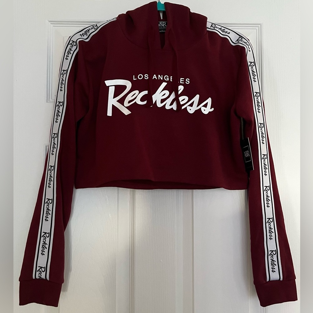 Maroon Los Angeles Reckless Cropped Sweatshirt